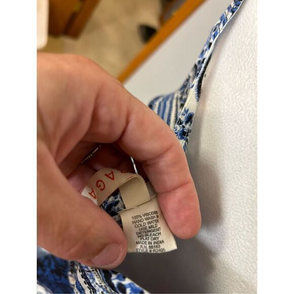 🆕 RAGA Anthropologie Caravan open front‎ dress boho navy blue size M BIN P - Picture 7 of 9